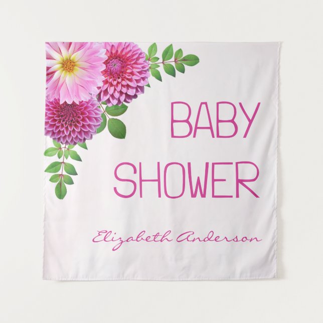 Tenture Baby shower fille rose violet Dahlia (Devant)