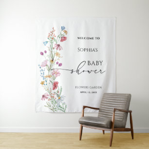 Tenture Baby shower fleur sauvage