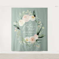 Baby shower floral aquarelle rose et vert