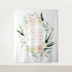 Tenture Baby shower floral mariage couleur pêche et vert a