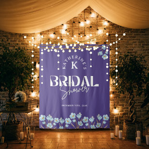 Tenture Baby Shower Floral Vintage Aquarelle Bleue pour la