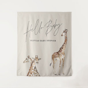 Tenture Baby shower girafe moderne élégante typographie ru