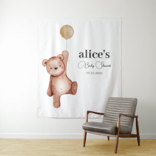 Tenture Baby shower neutre de l'ours en peluche
