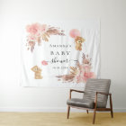 Baby shower pampas herbe rose or teddy