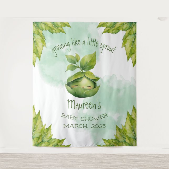 Tenture Baby-shower personnalisé vert sur le thème de la n (Devant)