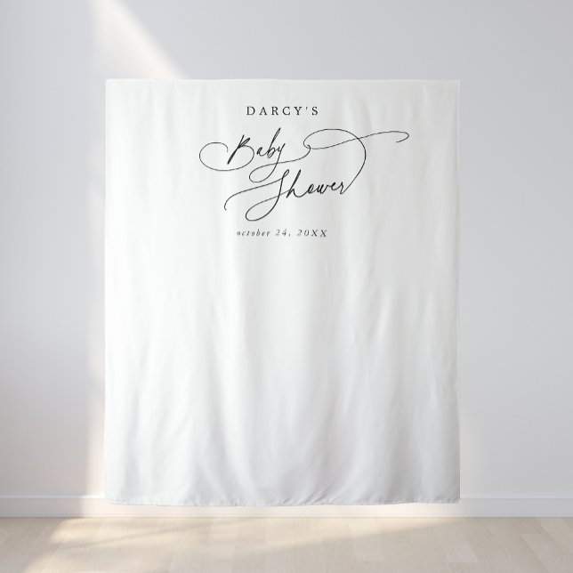Tenture Baby shower photo noir noir foncé fond de la photo (DARCY Black White Photo Prop Baby Shower Backdrop)
