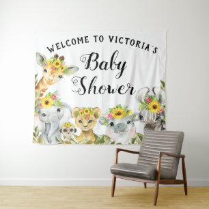 Tenture Baby shower Sunflower Safari Bannière Backdrop L