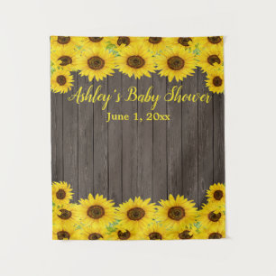 Tenture Baby shower Sunflowers Arrière-plan Bois Photo Boi