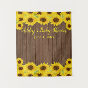 Tenture Baby shower Sunflowers Arrière-plan Bois Photo Boi