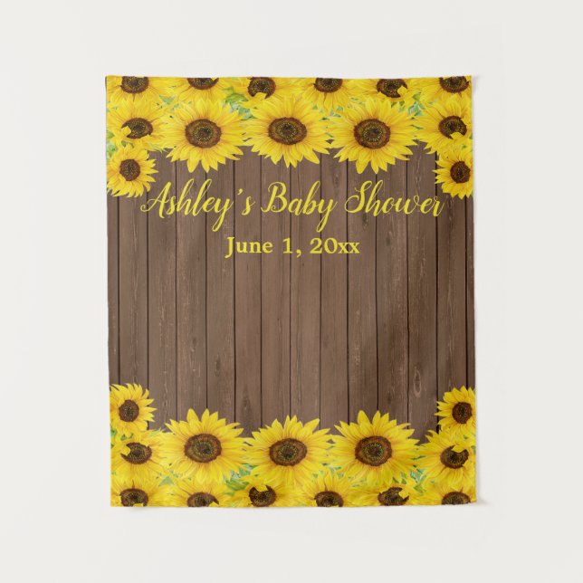 Tenture Baby shower Sunflowers Arrière-plan Bois Photo Boi (Devant)