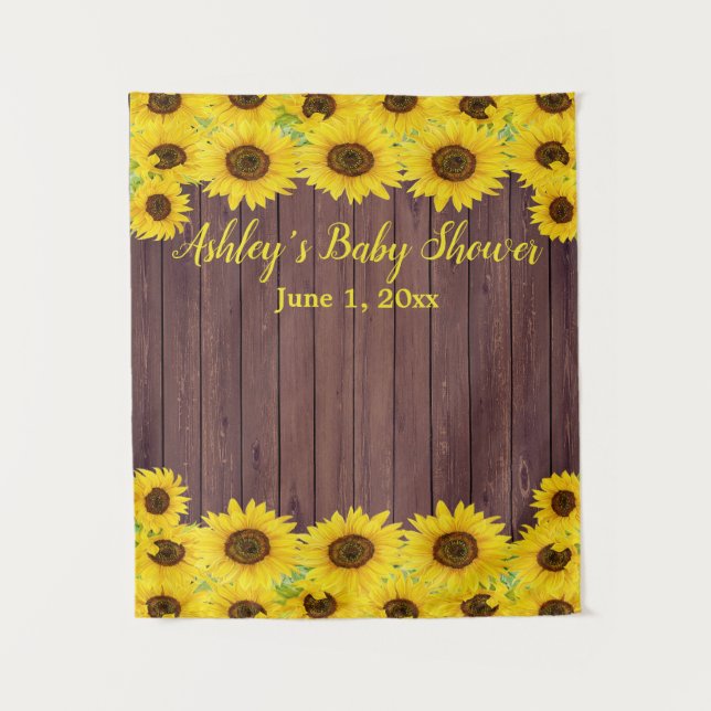 Tenture Baby shower Sunflowers Arrière-plan Bois Photo Boi (Devant)