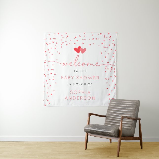 Tenture Baby shower Sweetheart Valentine Affiche de bienve (En situation)
