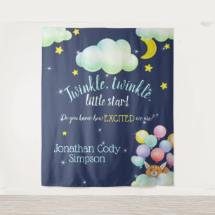 Tenture Baby shower Twinkle Little Star Navy Woodland Fox