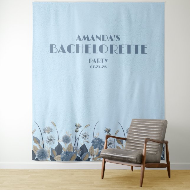 Tenture Bachelorette Flore Bleue Élégante Fond (En situation)