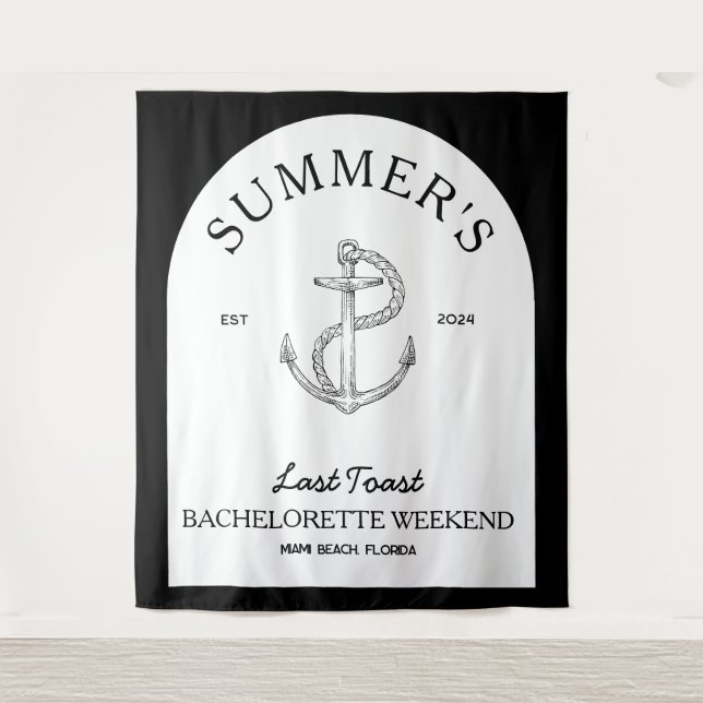 Tenture Bachelorette Noire Élégante Classique Côtière Mode (Devant)