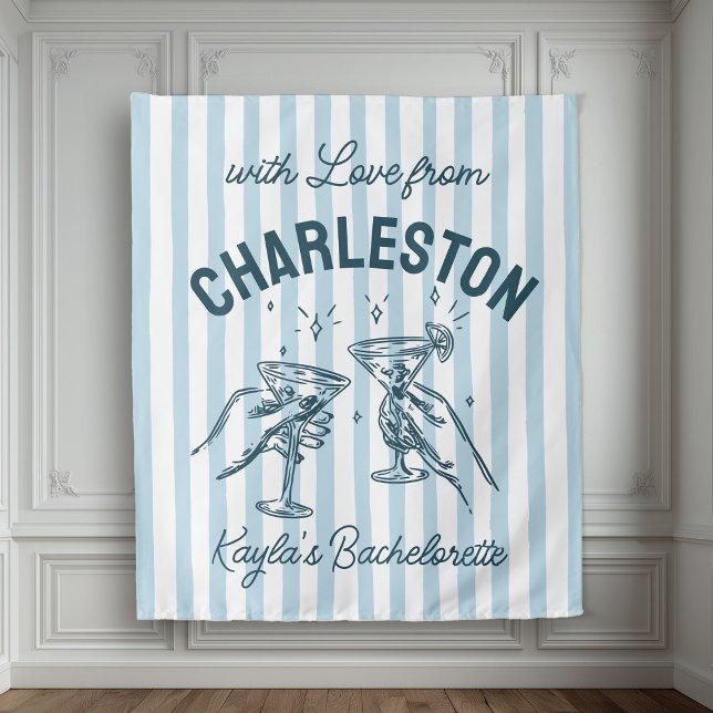 Tenture Bachelorette Pastel Stripes Martini Personnalisé S (Créateur téléchargé)