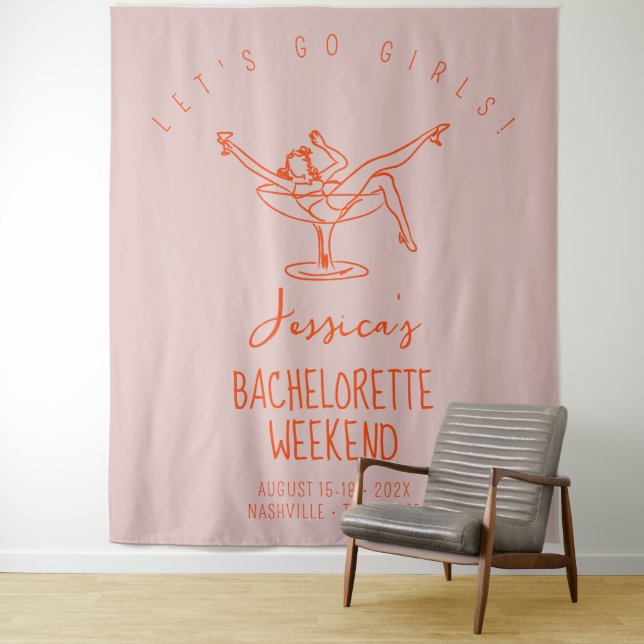 Tenture Bachelorette week-end Backdrop Cabine photo (En situation)