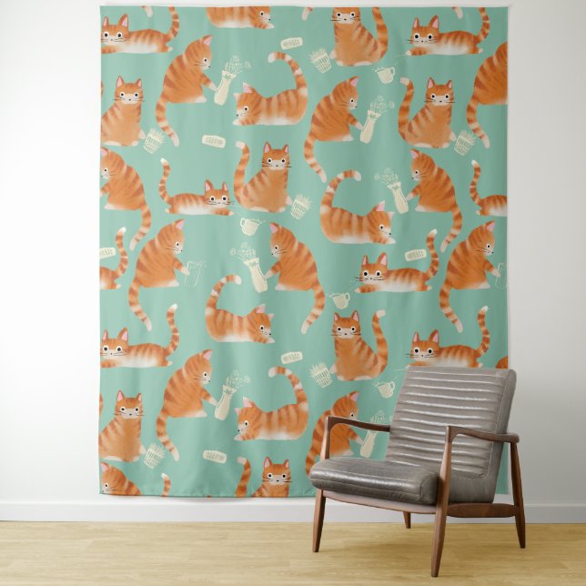 Tenture Bad Orange Tabby Chats Qui Frappe Des Choses (En situation)