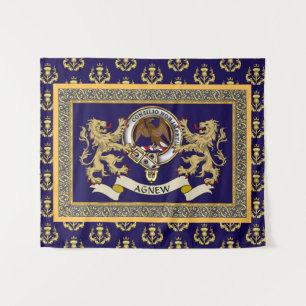 Tenture Badge de clan Agnew personnalisé bleu