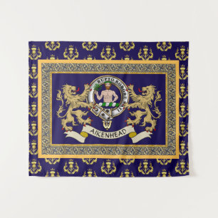 Tenture Badge de clan Aikenhead personnalisé bleu