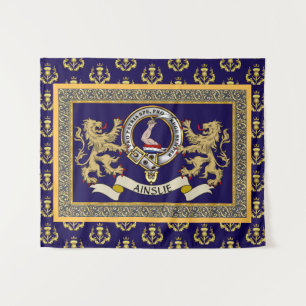 Tenture Badge de clan Ainslie personnalisé bleu