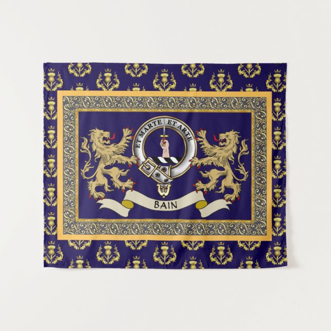 Tenture Bain Clan Badge Personnalisé Bleu (Devant (Horizontal))