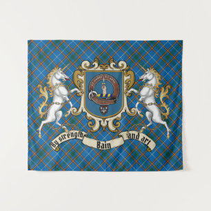 Tenture Bain Clan Badge & Unicorns avec Tartan