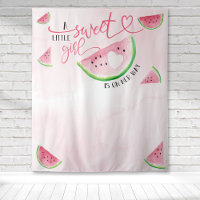 Bain de bébé fille rose aquarelle pastèque