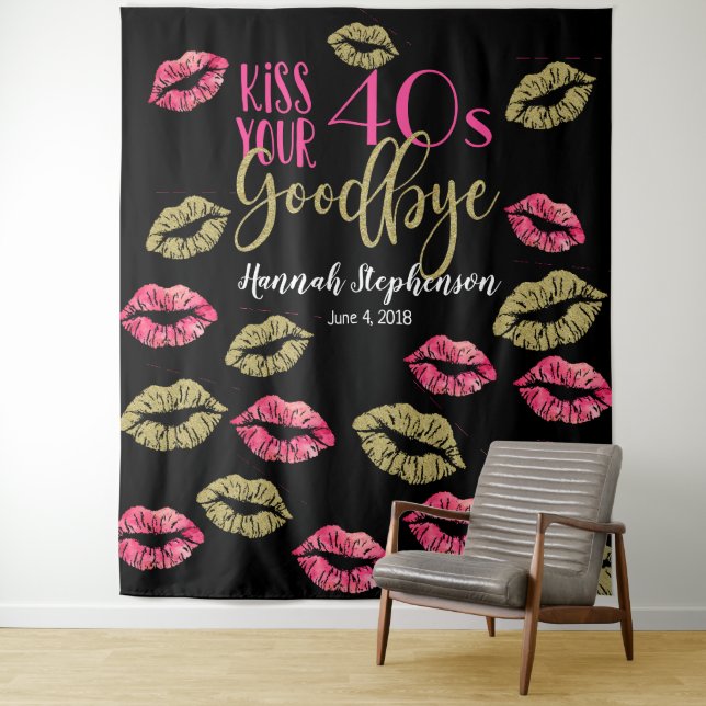 Tenture baiser votre 40's goodbye photo prop fête virtuell (En situation)