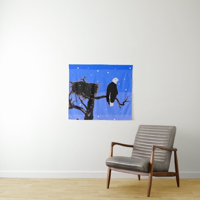 Tenture Bald Eagle en hiver - Art original de la faune (En situation (horizontale))