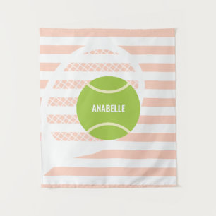 Tenture Balle de tennis verte moderne nom rose