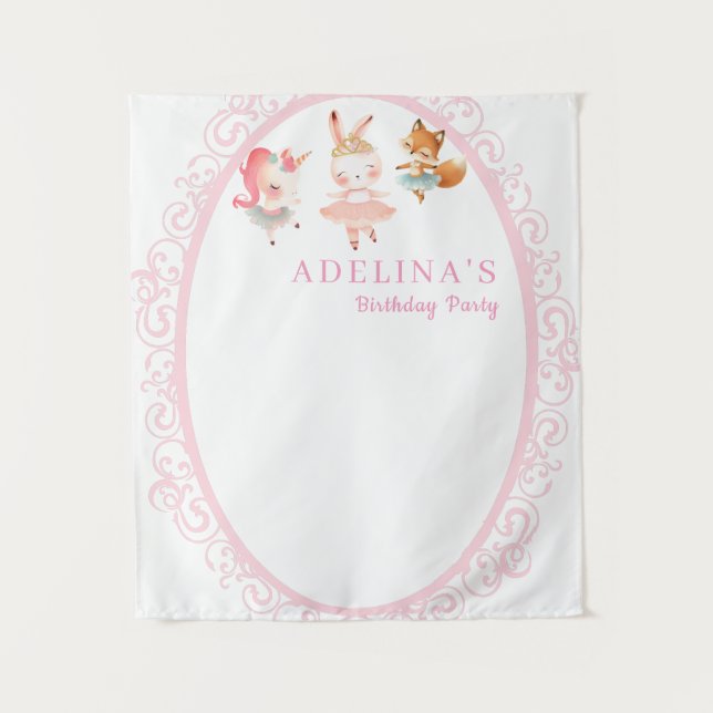 Tenture Ballerina Animaux Anniversaire de fête Photo fond (Devant)