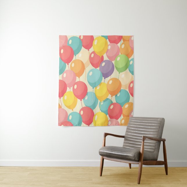 Tenture Ballons de fête de différentes couleurs (En situation)