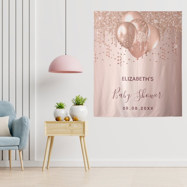 Tenture Ballons en glitter rose gold pour Baby Shower (Créateur téléchargé)