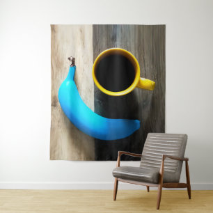 Tenture Banane Turquoise et pâte à café jaune - Pop Art