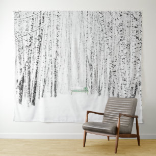 Tenture Banc vert dans le parc d'hiver. Laisse tomber Noël