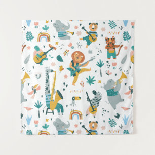 Tenture Bande d'animaux de dessin