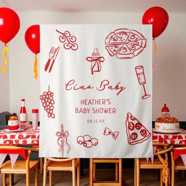 Tenture Bandeau de Baby shower Ciao Baby Italie Pizza (Créateur téléchargé)