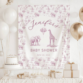 Tenture Banderole de Baby Shower "Old Pink Girl" thème Saf
