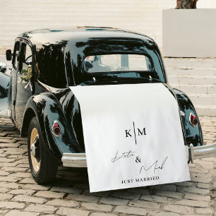 Tenture Banderole de voiture de mariage Monogramme 'Just M