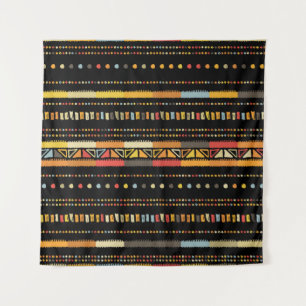 Tenture Bandes de couleur artisanale brillante tribale san