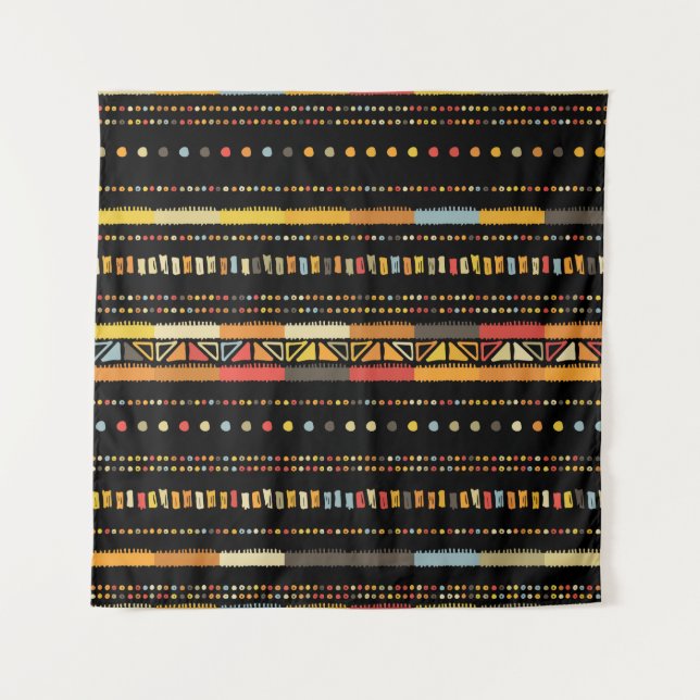 Tenture Bandes de couleur artisanale brillante tribale san (Devant)