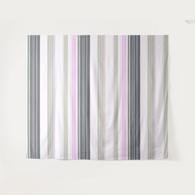 Tenture Bandes verticales grises et roses. (Devant (Horizontal))