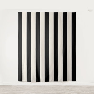 Tenture Bandes Verticales Noir Et Crème Blanc Gratté