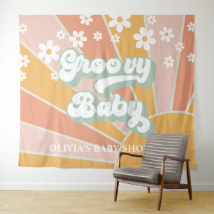 Tenture Banne Groovy Baby Retro Sunshine pour Baby Shower