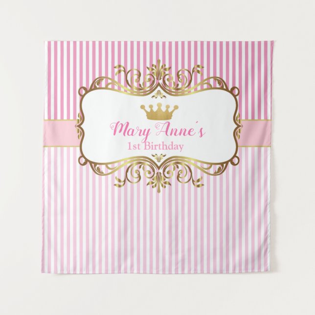Tenture Bannière arrière-plan d'anniversaire Princesse (ro (Devant)