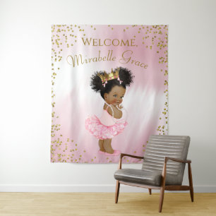 Tenture Bannière arrière-plan du Baby shower Afro Princess
