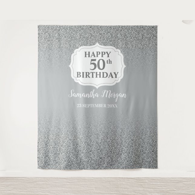Tenture Bannière d'anniversaire de parties scintillant en  (Devant)