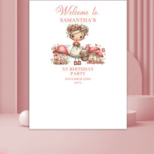 Tenture Bannière d'anniversaire florale rose Lush Fairy Bl
