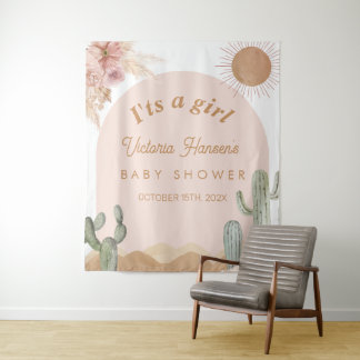 Tenture Bannière de Baby Shower Fille Désert Sud-Ouest